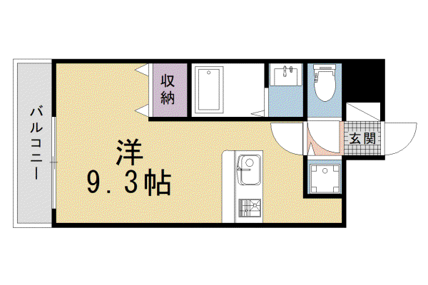 京阪電気鉄道鴨東線 神宮丸太町駅 徒歩5分 5階建 新築(ワンルーム/3階)の間取り写真