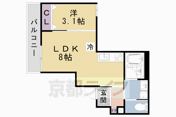 ALEGRIA瀬田(1LDK/2階)の間取り写真