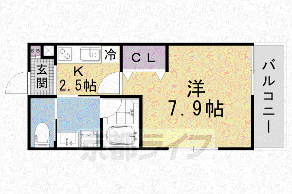ALEGRIA瀬田(1K/3階)の間取り写真