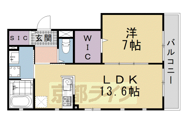 東海道本線 西大路駅 徒歩18分 2階建 新築(1LDK/1階)の間取り写真