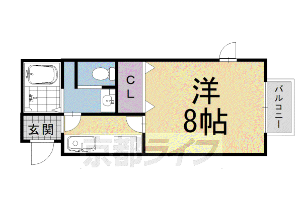 山陰本線 園部駅 徒歩20分 2階建 築18年(1K/1階)の間取り写真