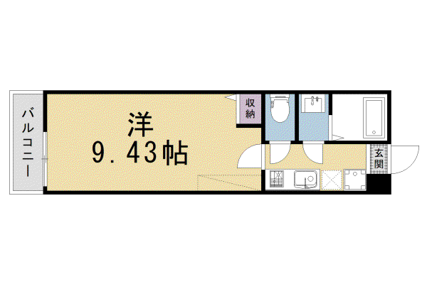 フラッティ三軒町(1K/4階)の間取り写真