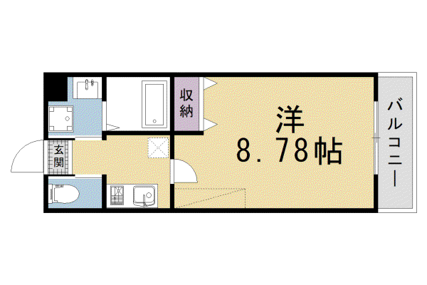 フラッティ三軒町(1K/2階)の間取り写真