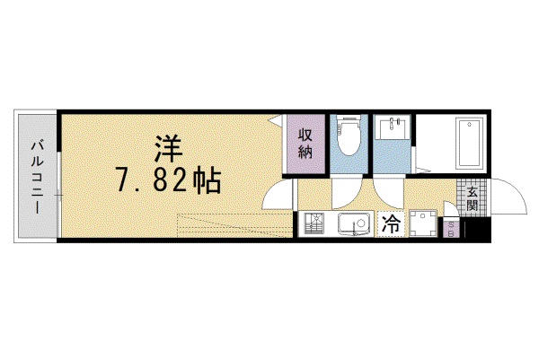フラッティ上立売(1K/3階)の間取り写真