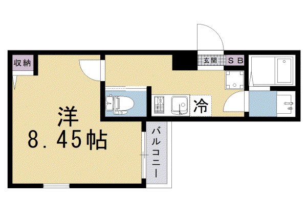 フラッティ上立売(1K/3階)の間取り写真