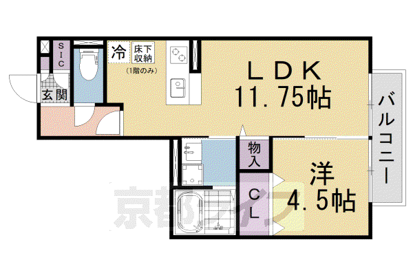 ファミール佐々木(1LDK/1階)の間取り写真