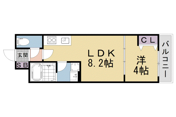 京都市東西線 東野駅(京都) 徒歩6分 3階建 築1年(1LDK/1階)の間取り写真