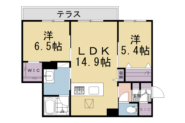 片町線 西木津駅 徒歩8分 2階建 新築(2LDK/1階)の間取り写真