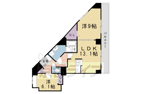 京阪電気鉄道鴨東線 出町柳駅 徒歩4分 6階建 新築(2LDK/4階)の間取り写真