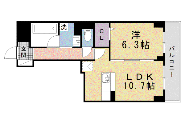 京阪電気鉄道鴨東線 出町柳駅 徒歩4分 6階建 新築(1LDK/2階)の間取り写真