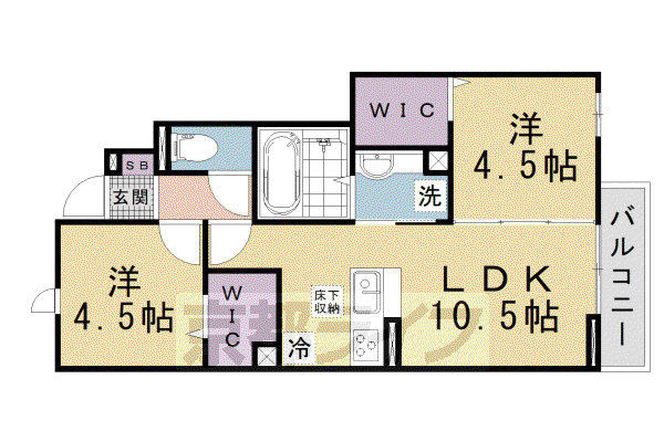MAHALO膳所本町(2LDK/1階)の間取り写真
