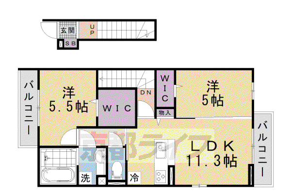MAHALO膳所本町(2LDK/1階)の間取り写真