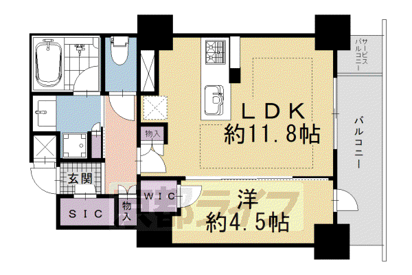 プレミスト京都三条堀川(1LDK/7階)の間取り写真