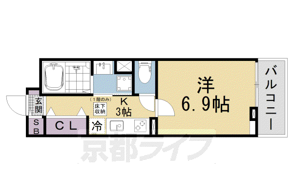 ラー カイラム(1K/1階)の間取り写真