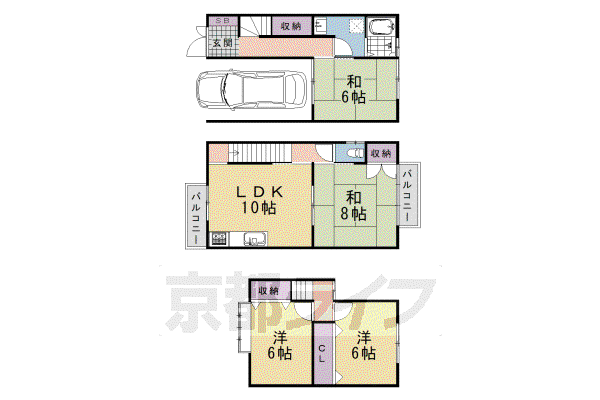 阪急電鉄京都線 桂駅 徒歩39分 3階建 築30年(4LDK)の間取り写真