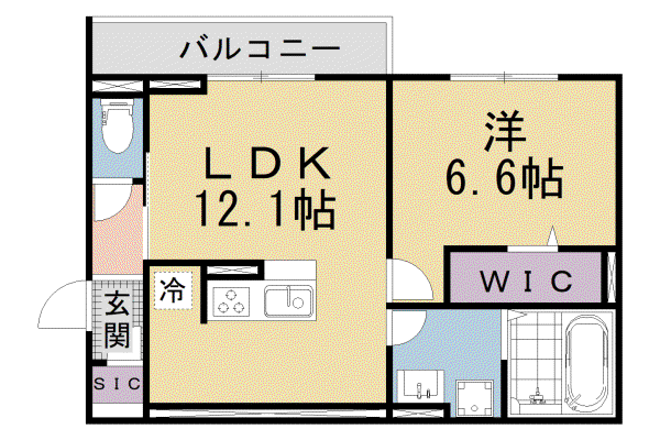 アルタ若竹ビュー(1LDK/2階)の間取り写真