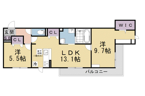 GIGLIATO(2LDK/1階)の間取り写真