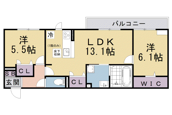 GIGLIATO(1LDK/1階)の間取り写真