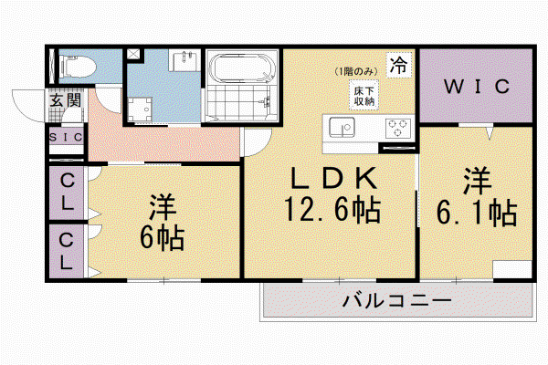 GIGLIATO(2LDK/1階)の間取り写真