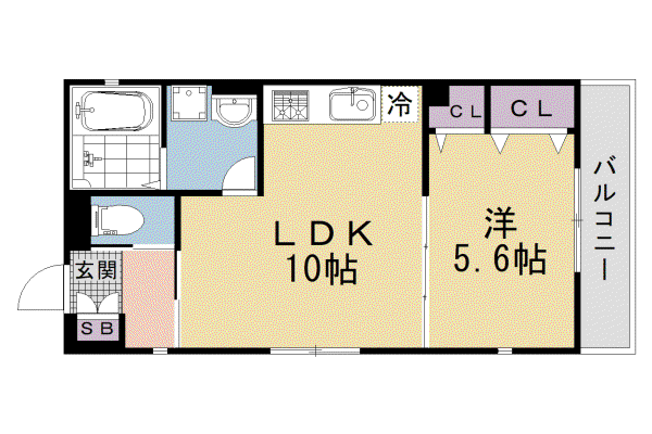 ユアメゾンセレーネ(1LDK/2階)の間取り写真