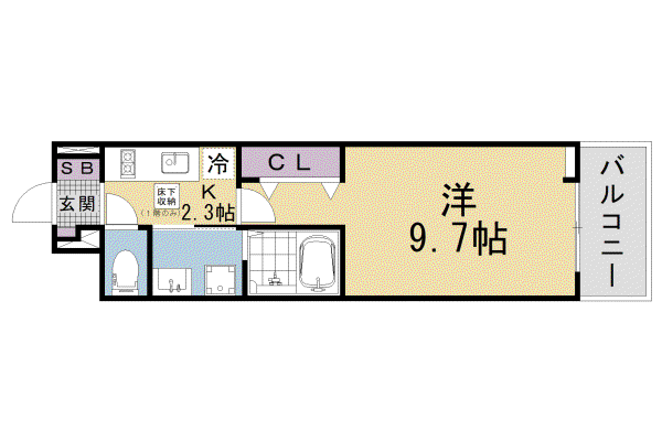 リルーム南草津(1K/1階)の間取り写真