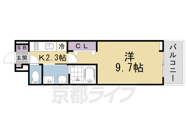 リルーム南草津(1K/2階)の間取り写真