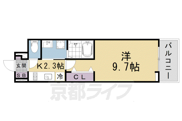 リルーム南草津(1K/3階)の間取り写真