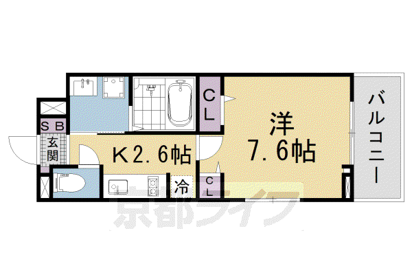 リルーム南草津(1K/2階)の間取り写真