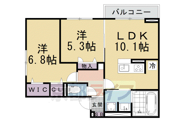 D-ROOM西矢倉(2LDK/3階)の間取り写真