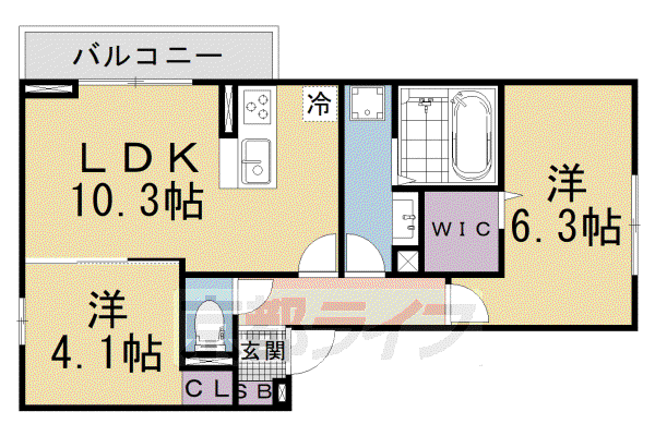 D-ROOM西矢倉(2LDK/3階)の間取り写真