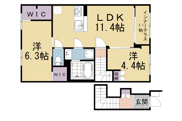 叡山電鉄 岩倉駅(京都) 徒歩13分 2階建 新築(2LDK/1階)の間取り写真