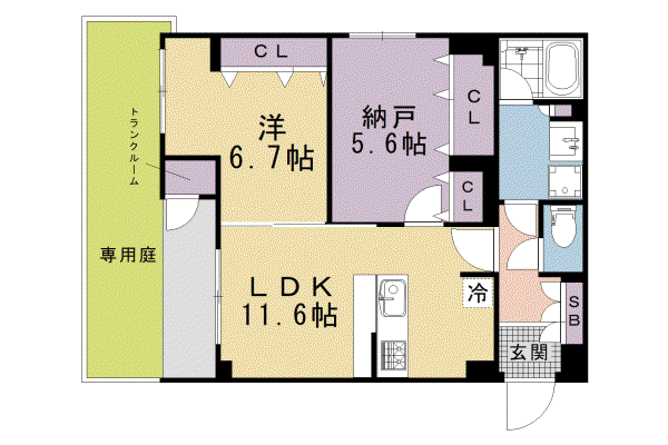 THERESIDENCE御車道(1SLDK/1階)の間取り写真