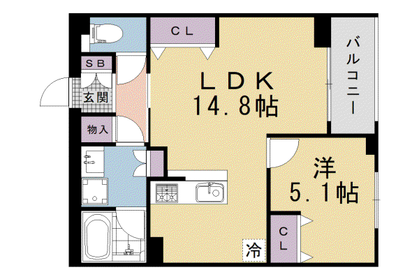 京阪電気鉄道鴨東線 出町柳駅 徒歩6分 4階建 新築(1LDK/2階)の間取り写真