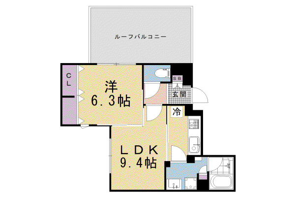 THERESIDENCE御車道(1LDK/4階)の間取り写真