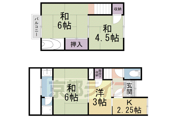 近鉄京都線 久津川駅 徒歩13分 2階建 築52年(4K)の間取り写真