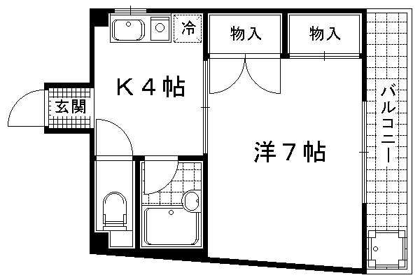中原マンション(1K/3階)の間取り写真