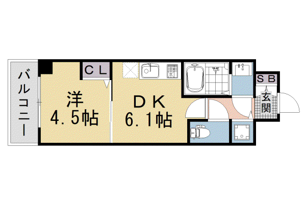 京都市東西線 太秦天神川駅 徒歩9分 5階建 新築(1DK/3階)の間取り写真