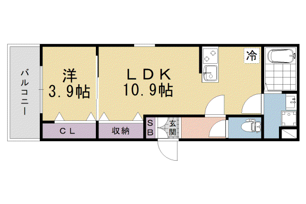 近鉄京都線 向島駅 徒歩13分 3階建 新築(1LDK/2階)の間取り写真