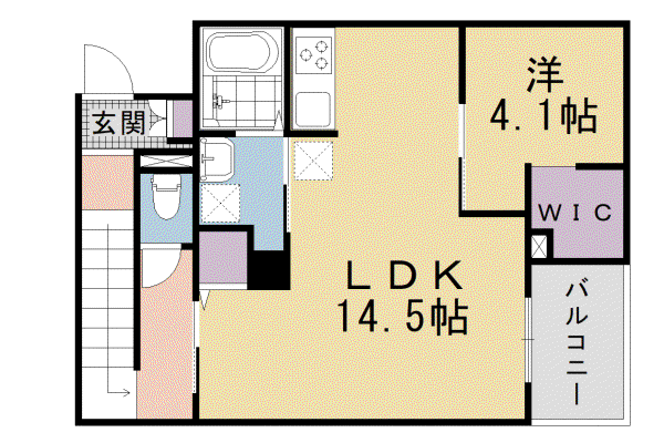 リヴェール柚之木(1LDK/2階)の間取り写真