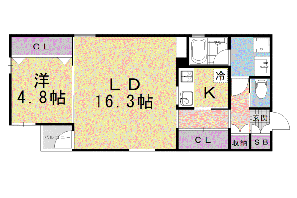 山陰本線 二条駅 徒歩12分 3階建 新築(1LDK/2階)の間取り写真