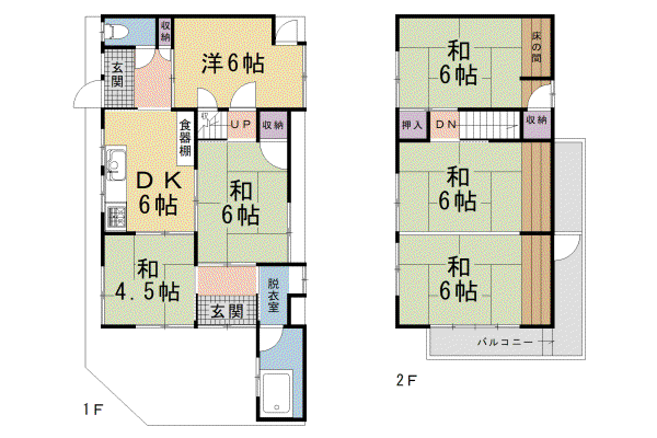 京阪電気鉄道京阪線 龍谷大前深草駅 徒歩9分 2階建 築52年(6DK)の間取り写真