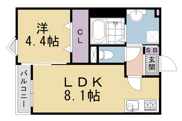 東海道本線 京都駅 徒歩20分 3階建 新築(1LDK/1階)の間取り写真