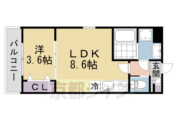 京阪電気鉄道京阪線 御殿山駅 徒歩8分 3階建 築2年(1LDK/2階)の間取り写真