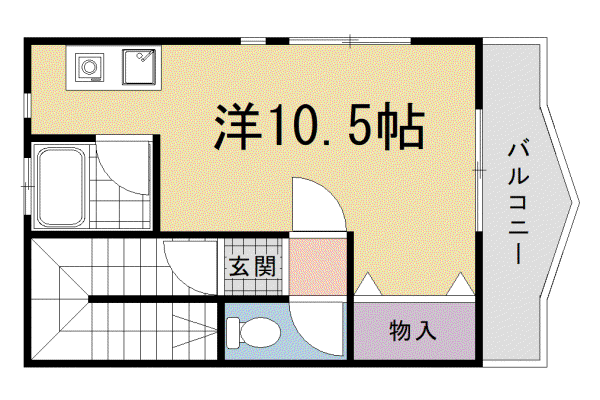 京阪電気鉄道宇治線 木幡駅(京阪) 徒歩5分 3階建 築29年(ワンルーム/3階)の間取り写真
