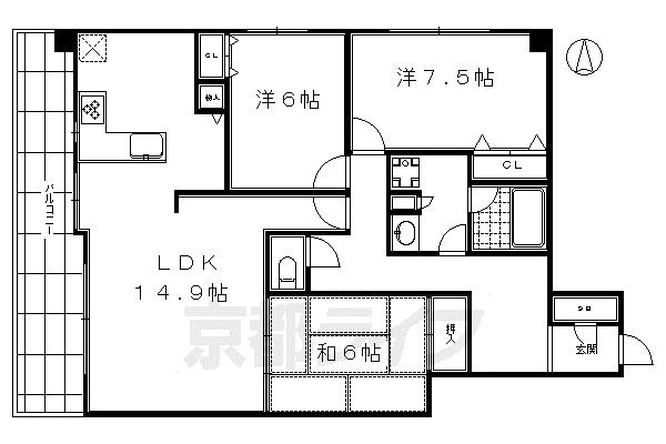 サンシティ御所南(3LDK/3階)の間取り写真