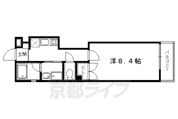 阪急電鉄京都線 西院駅(阪急) 徒歩9分 2階建 築26年(1K/2階)の間取り写真
