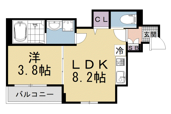 山陰本線 花園駅(京都) 徒歩12分 3階建 築1年(1LDK/2階)の間取り写真