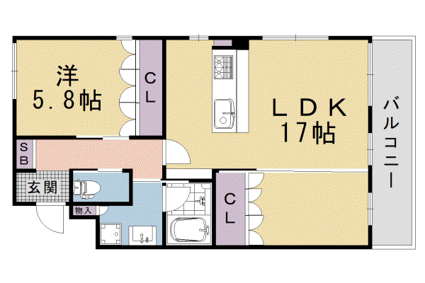 山陰本線 丹波口駅 徒歩11分 3階建 築1年(1LDK/1階)の間取り写真