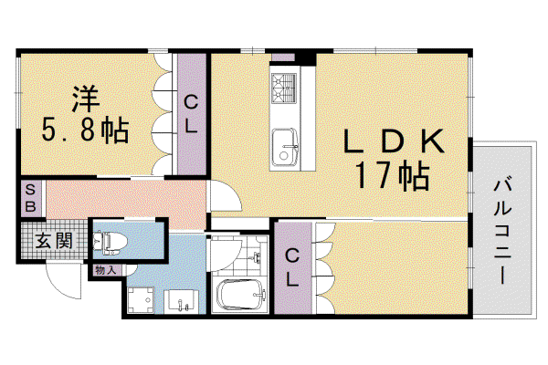 山陰本線 丹波口駅 徒歩11分 3階建 築1年(1LDK/3階)の間取り写真