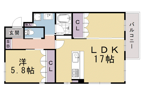 山陰本線 丹波口駅 徒歩11分 3階建 築1年(1LDK/2階)の間取り写真